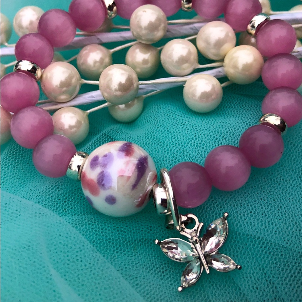 Pink Tiger Eyes meet Crystal Butterfly